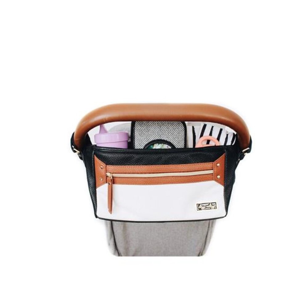 Stroller Organizer Caddy Adjustable Universal Zipper Pocket Bottle Holder
